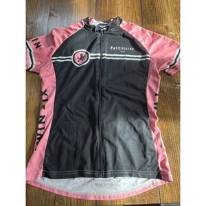 Twin Six Fat Cyclist Club Raglan Cycling Jersey Womens Large Black Pink T610WJ08